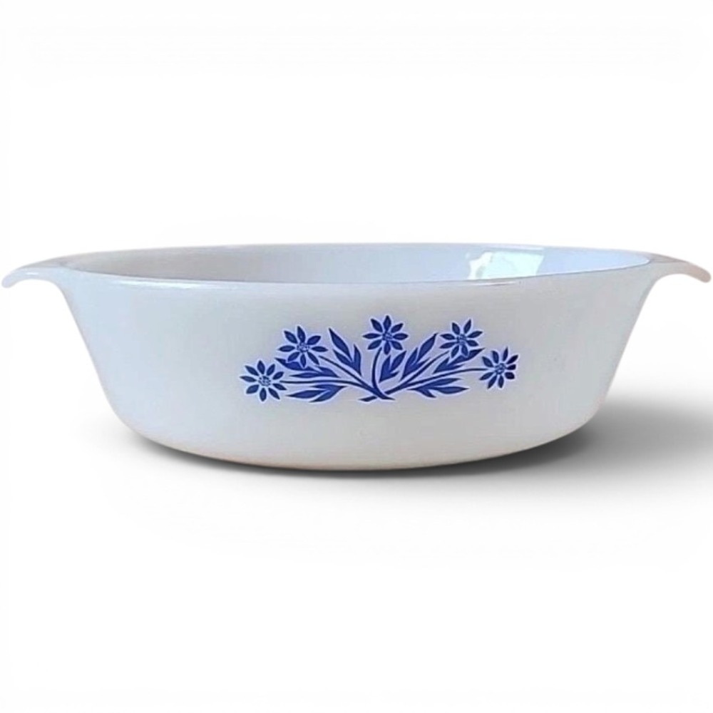 Anchor Hocking Fire-King Blue Cornflower Milk Glass Oval Casserole Dish‎ Large